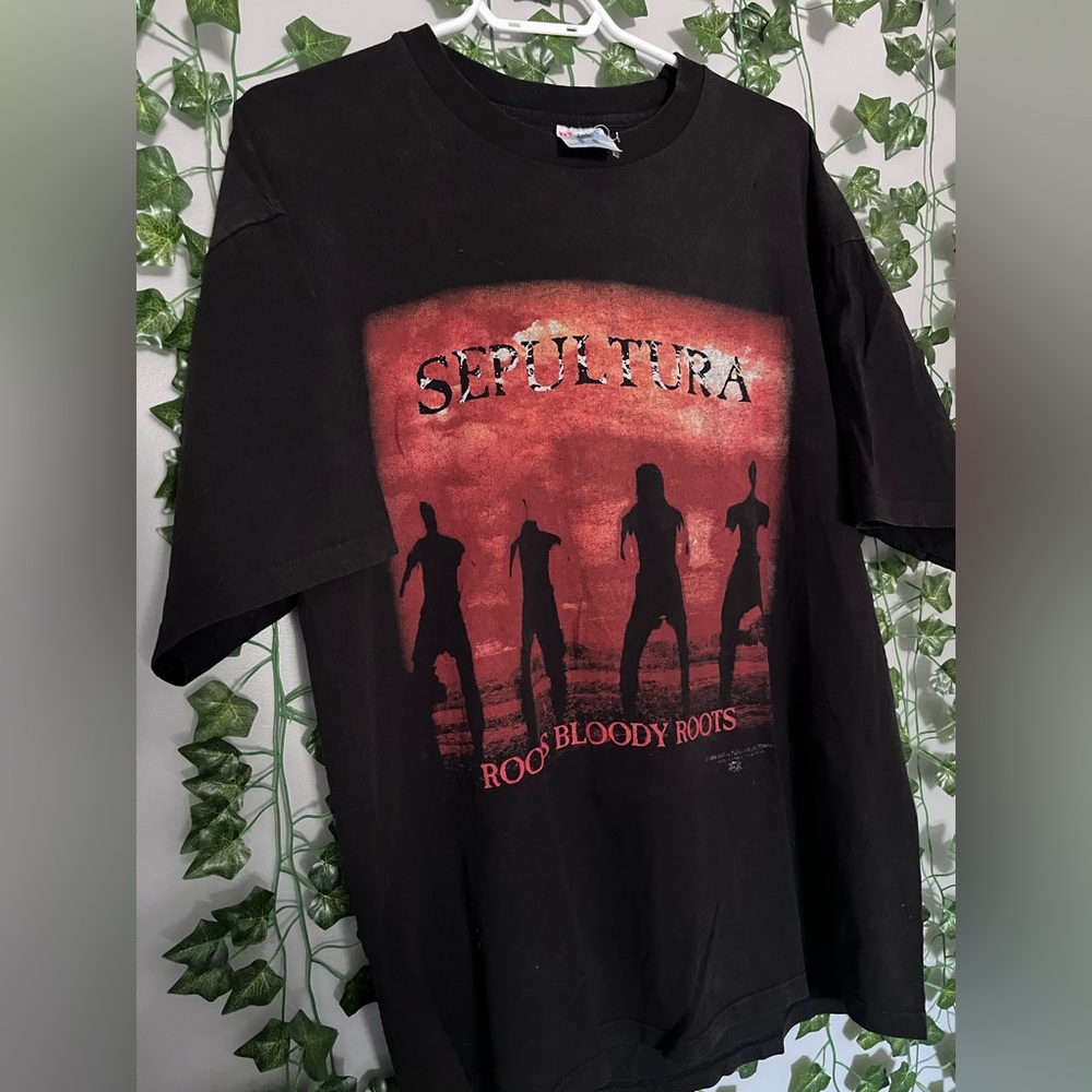 Sepultura Vintage Band Tee Roots Bloody Roots 1996 Double Sided Faded Black XL